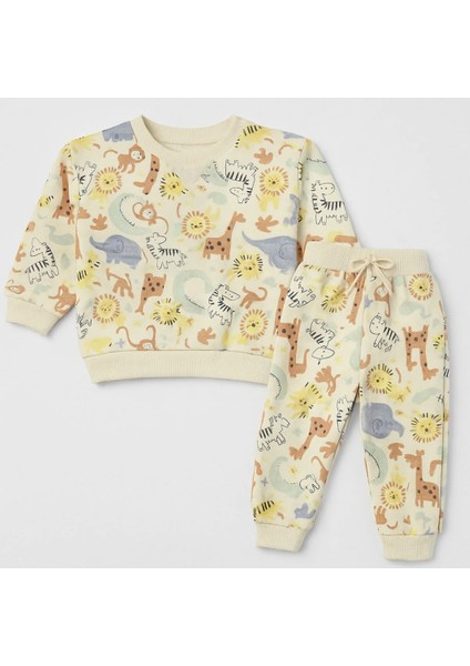 Unisex Baskılı Çocuk Mevsimlik Pamuklu Sweatshirt Takım fırsatları