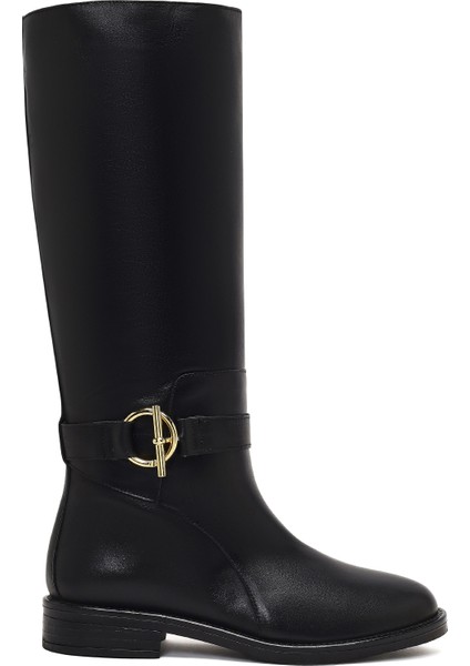 Kadın Siyah Toka Detaylı Deri Çizme 25WFD163418