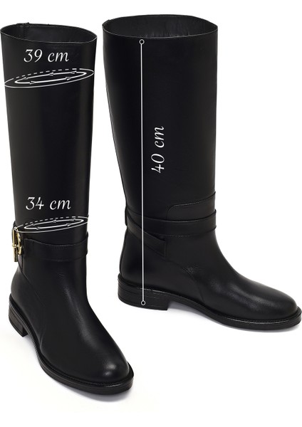 Kadın Siyah Toka Detaylı Deri Çizme 25WFD163418 fiyatları