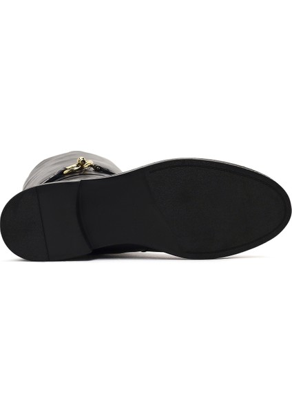 Kadın Siyah Toka Detaylı Deri Çizme 25WFD163418