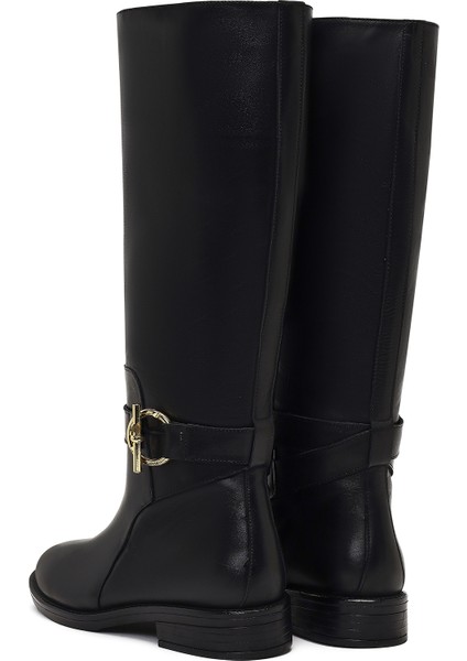 Kadın Siyah Toka Detaylı Deri Çizme 25WFD163418