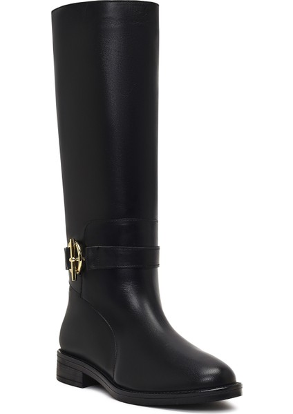 Kadın Siyah Toka Detaylı Deri Çizme 25WFD163418