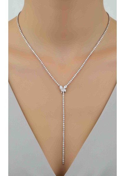 Zirkon Taşlı Kelebek Figürlü Çelik Uzun Y Kolye - Kararmaz Paslanmaz Suya Dayanıklı Zincir fiyatları