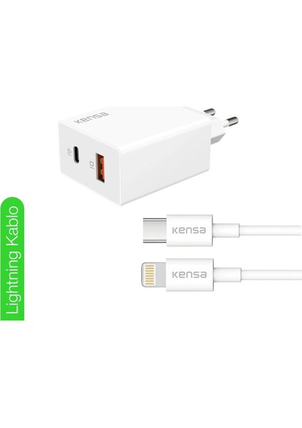 50W Pd Hızlı Şarj Başlığı + Usb-C To Lightning Kablo – iPhone Uyumlu, Akıllı Güvenlik Çipli