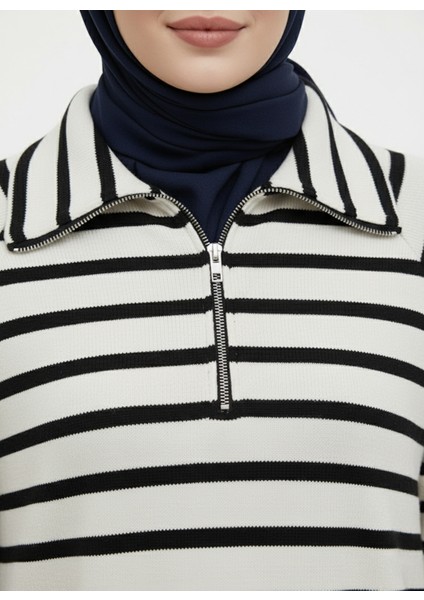 Metal Fermuarlı Oversize Tunik-Ekru fiyatları