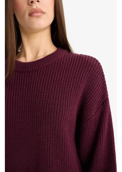 Regular Fit Bisiklet Yaka Selanik Kumaş Basic Düz Triko Kazak H6905AZ25WN