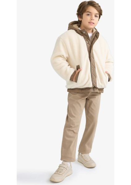 Erkek Çocuk Kapüşonlu Çıtçıtlı Fermuarlı Pelüş Mont C6620A825WN