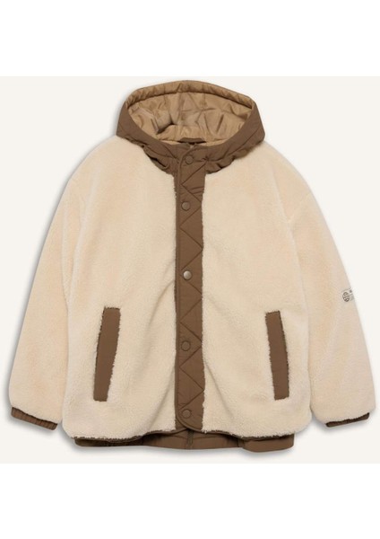 Erkek Çocuk Kapüşonlu Çıtçıtlı Fermuarlı Pelüş Mont C6620A825WN