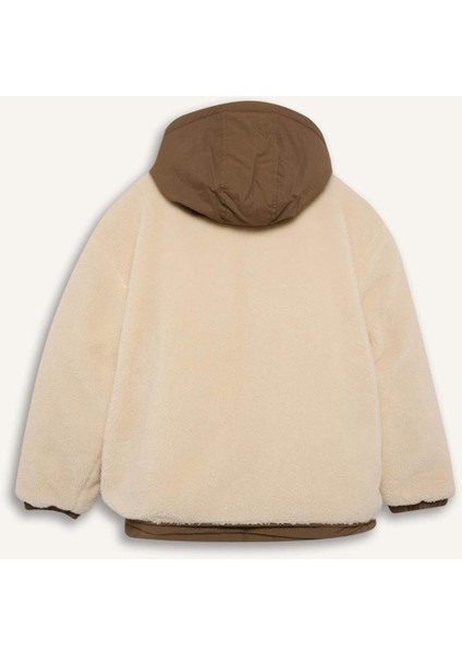 Erkek Çocuk Kapüşonlu Çıtçıtlı Fermuarlı Pelüş Mont C6620A825WN