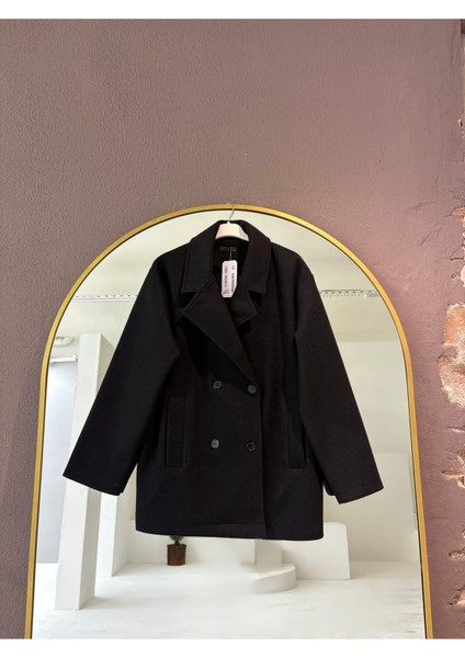 Kruvaze Kaşe Kaban-Siyah fiyatları