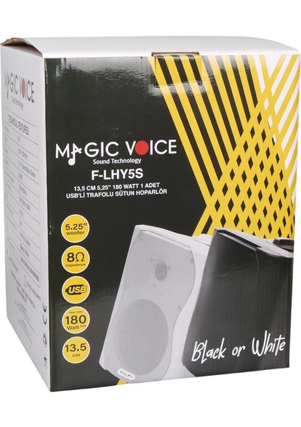 Magicvoice F-LHY5S 5.25 Inç 13.5 cm Hat Trafolu Duvar Tipi Sütun Okul Cami Hoparlör 20W Rms 180W Peak Mp3 USB Uyumlu indirimleri