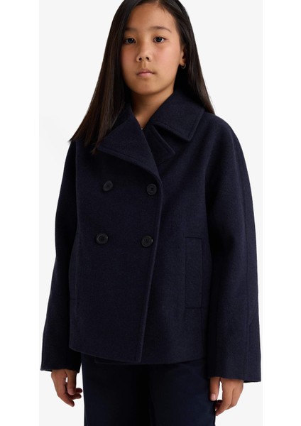 Kız Çocuk Ceket Yaka Düğmeli Kaşe Mont E9736A825AU