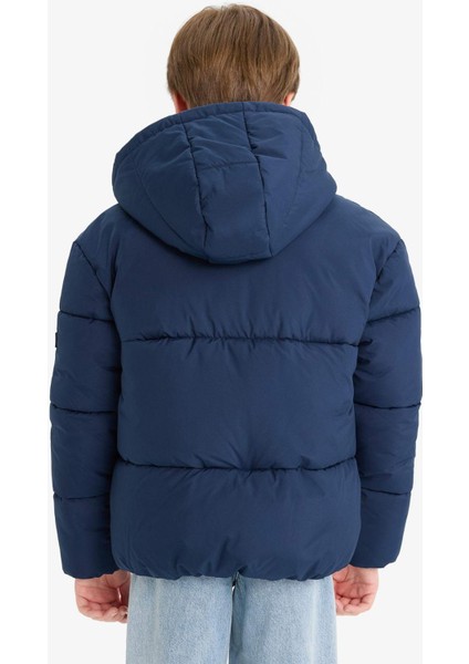 Erkek Çocuk Su Geçirmez Kapüşonlu Fermuarlı Şişme Mont E9021A825WN