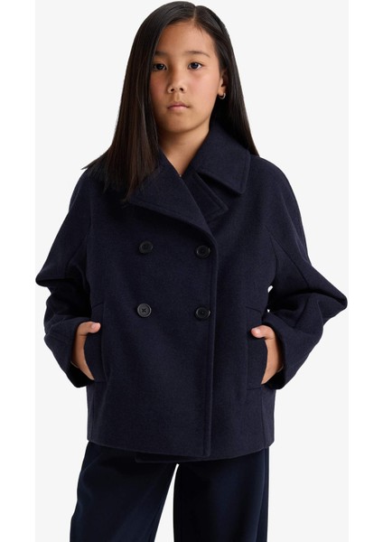 Kız Çocuk Ceket Yaka Düğmeli Kaşe Mont E9736A825AU