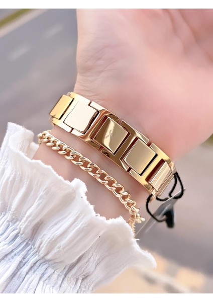 Çelik Kordon 30 mt Suya Dayanıklı Kadın Kol Saati+Bileklik BF.GF.10821.2 fırsatları