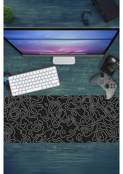 Topographic Flow 70X30 3mm Kalınlık Premium Gaming Oyuncu Mousepad, Anti Slip Xxl Mouse Pad fiyatları