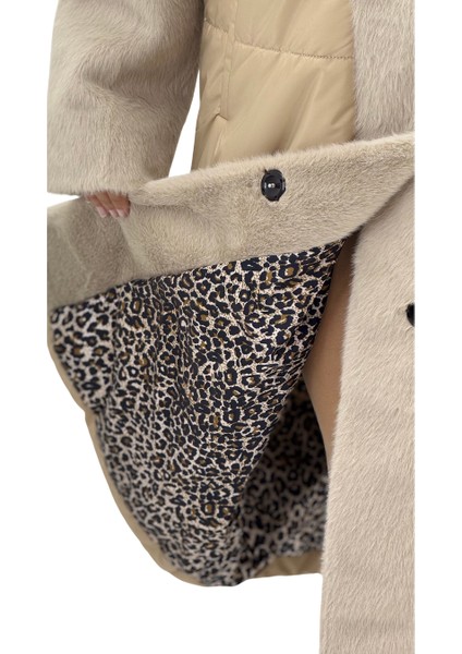 Büyük Beden Kürklü Düğmeli Şişme Uzun Oversize Kadın Kaban indirimleri