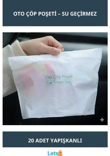 Su Geçirmez Yapışkanlı Oto Araba Çöp Poşeti 20 Adet