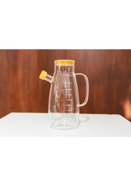 Cam Yağdanlık Sirkelik 1000 ml – Borosilikat Cam, Bambu Kapaklı, Sızdırmaz ve Şık Tasarım Sirkelik