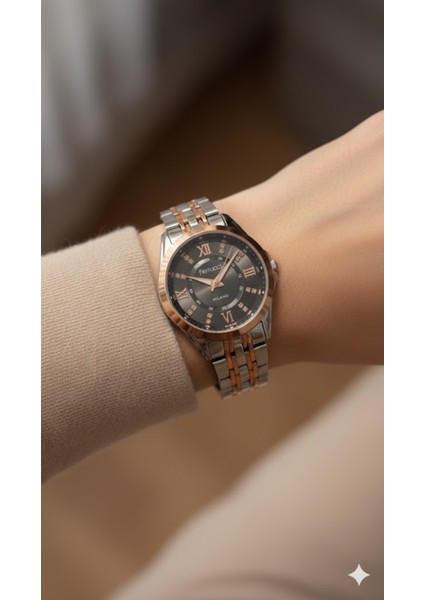 Kadın Kol Saati Gümüş Renk, Siyah Kadran - Şık Metal Kordon, 2 Yıl Garantili modelleri