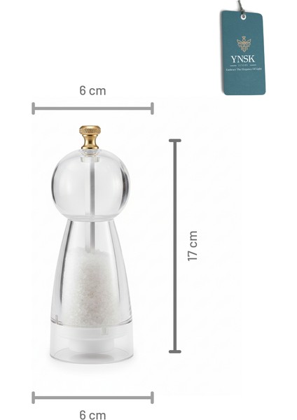 Luxury | Purex | Akrilik Tuz ve Karabiber Değirmeni Baharat Öğütücü Şeffaf Lüx Gold Detaylı modelleri