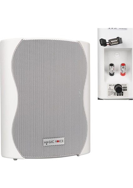 Magicvoice F-LHY4S 4 Inç 10 cm Hat Trafolu Duvar Tipi Sütun Okul Cami Hoparlör 10W Rms 150W Peak Mp3 USB Uyumlu Beyaz