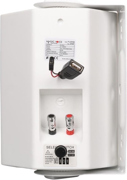 Magicvoice F-LHY4S 4 Inç 10 cm Hat Trafolu Duvar Tipi Sütun Okul Cami Hoparlör 10W Rms 150W Peak Mp3 USB Uyumlu Beyaz modelleri