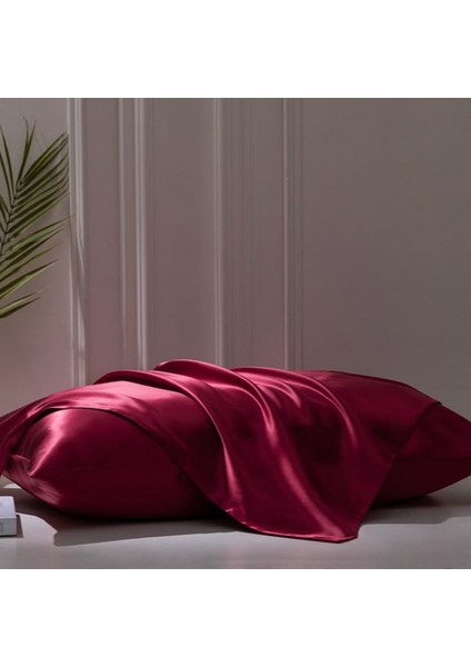 Antibakteriyel Terletmeyen Ipek Saten Yastık Kılıfı 2'li 50X70 Bordo