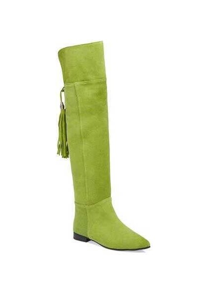 Yeşil Hakiki Süet Deri Kadın Klasik Çizme - K23K1CM66989-O48