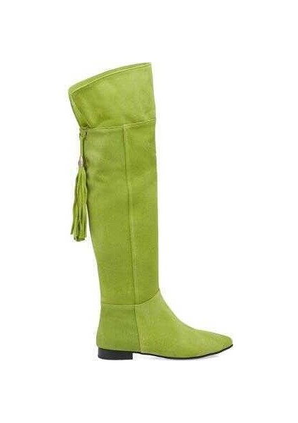 Yeşil Hakiki Süet Deri Kadın Klasik Çizme - K23K1CM66989-O48