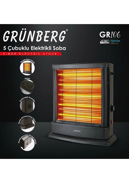 5 Çubuklu Termostatlı Isıtıcı Elektrikli Soba