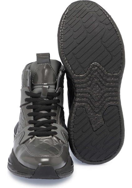 Gri Deri-Tekstil Erkek Casual Bot - E23K1BT56376-S1P