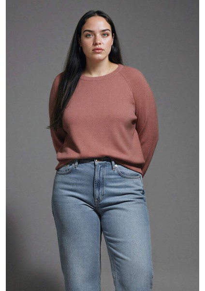 Relax Fit Bisiklet Yaka Basic Düz Triko Kazak