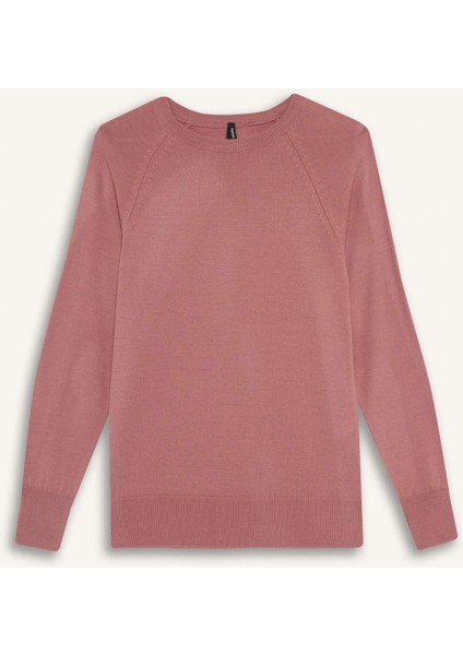 Relax Fit Bisiklet Yaka Basic Düz Triko Kazak