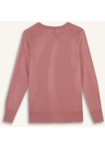 Relax Fit Bisiklet Yaka Basic Düz Triko Kazak