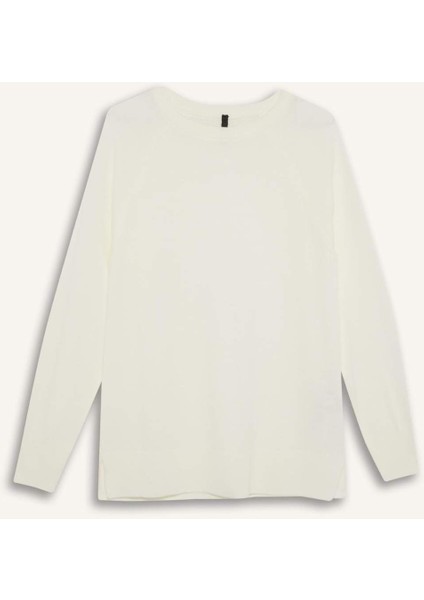 Relax Fit Bisiklet Yaka Basic Düz Triko Kazak I6913AZ25WN