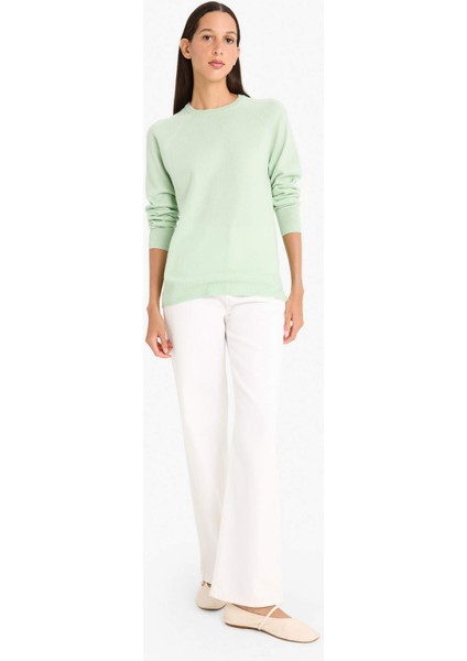 Relax Fit Bisiklet Yaka Basic Düz Triko Kazak I6913AZ25WN