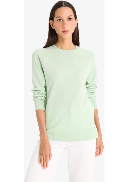 Relax Fit Bisiklet Yaka Basic Düz Triko Kazak I6913AZ25WN