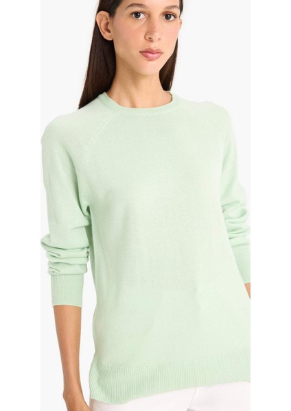 Relax Fit Bisiklet Yaka Basic Düz Triko Kazak I6913AZ25WN