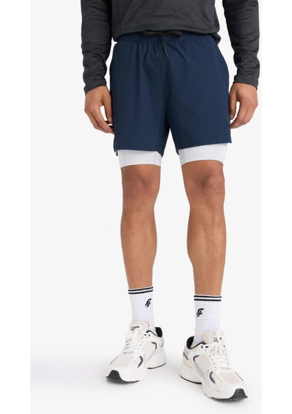 Fit Slim Fit Dar Kesim Sporcu İçi Taytlı Kısa Paça Şort E9365AX25AU