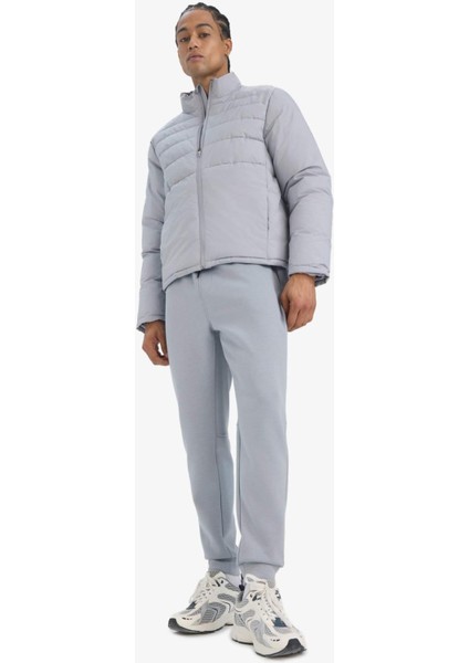 Fit Su İtici Rüzgar Geçirmez Regular Fit Dik Yaka Fermuarlı Cepli Kışlık Mont