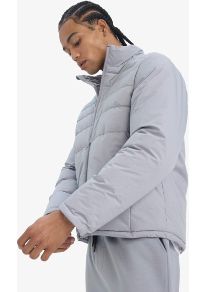 Fit Su İtici Rüzgar Geçirmez Regular Fit Dik Yaka Fermuarlı Cepli Kışlık Mont