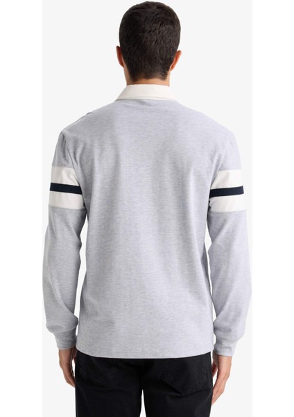 Regular Fit Polo Yaka Uzun Kollu Tişört E9382AX25AU