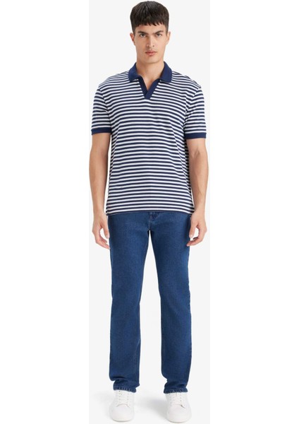 Regular Fit Polo Yaka Kısa Kollu Çizgili Tişört E2620AX25SM