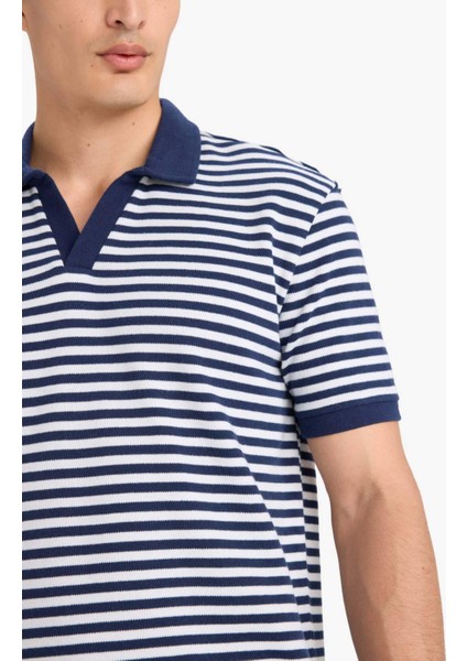 Regular Fit Polo Yaka Kısa Kollu Çizgili Tişört E2620AX25SM