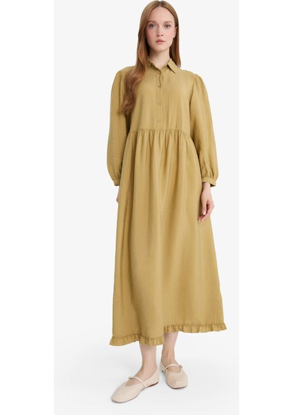 Gömlek Yaka Uzun Kollu Maxi Elbise F0350AX25AU