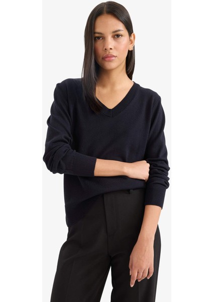 Relax Fit V Yaka Triko Kazak