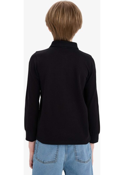 Erkek Çocuk Polo Yaka Pike Uzun Kollu Okul Tişörtü