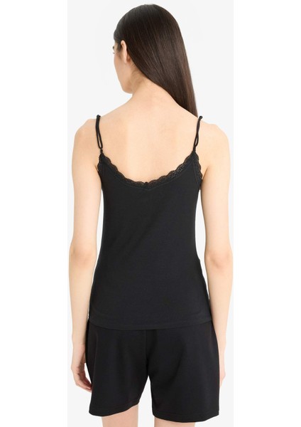 Dantel Detaylı İnce Askılı Pamuklu İç Atlet-Fall in Love