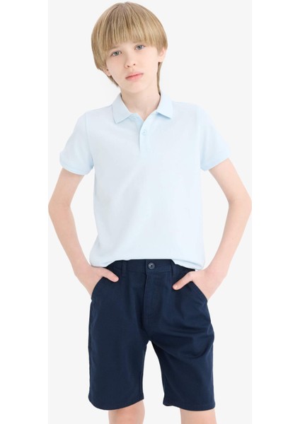 Erkek Çocuk Polo Yaka Basic Düz Pike Okul Tişörtü K1689A625AU